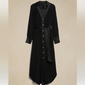 NWT Banana Republic Crepe/Satin Shirtdress, Black, Sz S